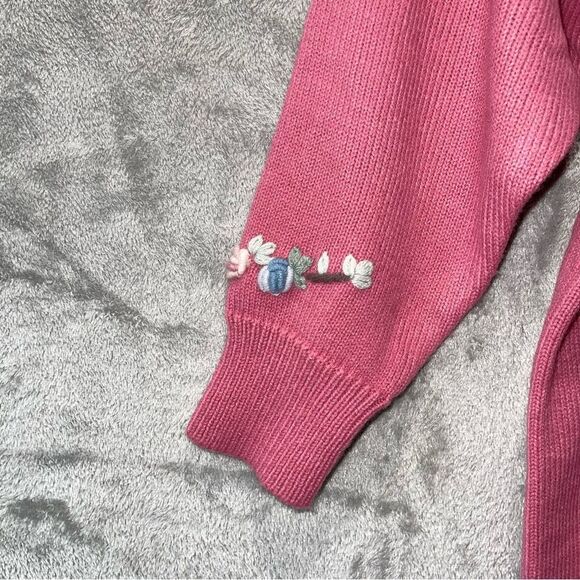 Vintage Dana Scott Pink Embroidered Floral Sweater Size S - Picture 4 of 9